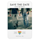 Rainbow Heart LGBTQ Save the Date with Photo Magneet (Verticaal)