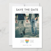 Rainbow Heart LGBTQ Save the Date with Photo Magnetische Uitnodiging (Voorkant)