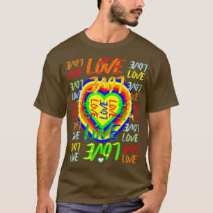 Rainbow Heart Liefde LGBT Pride Woordkunst T-shirt