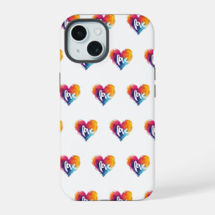 Rainbow Heart Liefde Slogan iPhone 15 Case