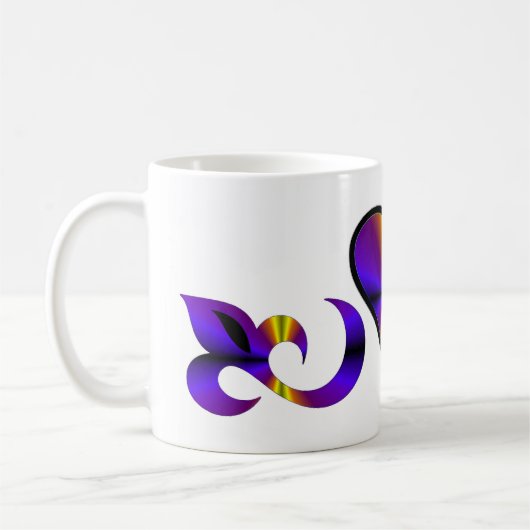 Rainbow Heart Lily and Butterfly Koffiemok (Links)