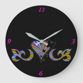 Rainbow Heart Lily en Butterfly Grote Klok