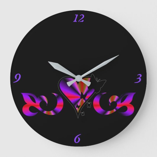 Rainbow Heart Lily en Butterfly Grote Klok (Voorkant)