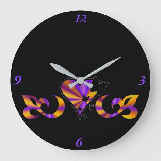 Rainbow Heart Lily en Butterfly Grote Klok (Voorkant)