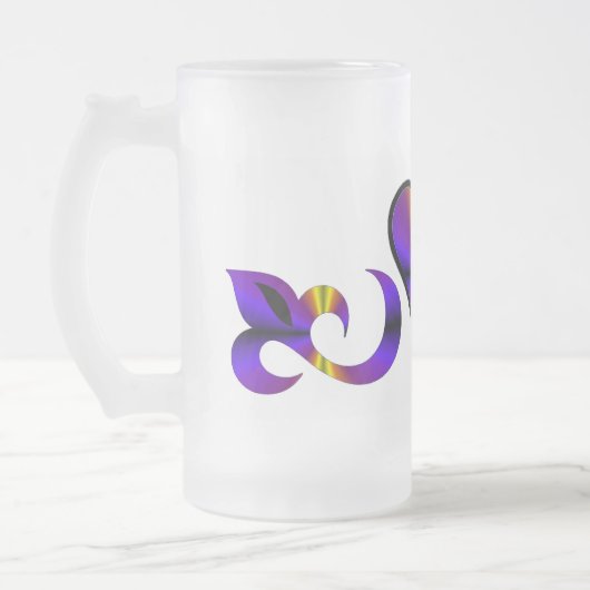 Rainbow Heart Lily en Butterfly Matglas Bierpul (Links)