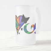 Rainbow Heart Lily en Butterfly Matglas Bierpul (Voorkant rechts)