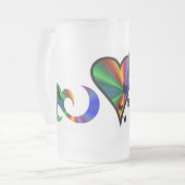 Rainbow Heart Lily en Butterfly Matglas Bierpul (Voorkant links)