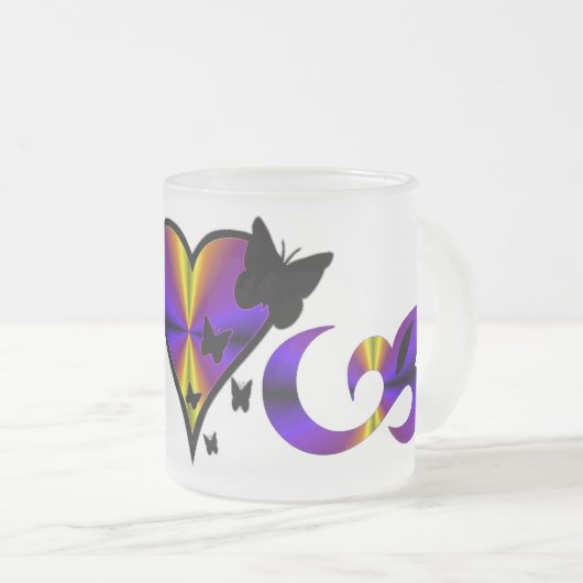 Rainbow Heart Lily en Butterfly Matglas Koffiemok (Voorkant rechts)