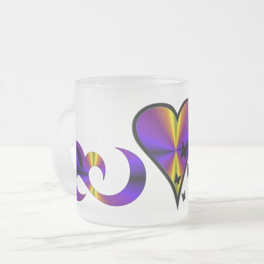 Rainbow Heart Lily en Butterfly Matglas Koffiemok (Voorkant links)