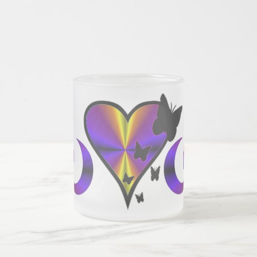 Rainbow Heart Lily en Butterfly Matglas Koffiemok (Center)