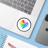 Rainbow Heart Logo Vinyl Sticker (Laptop met iPhone)
