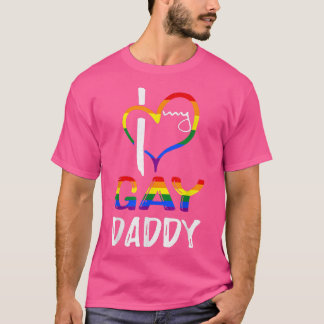 Rainbow Heart Love Gay Dad LGBTQ LGBT Pride Mont T-shirt
