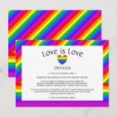 Rainbow Heart Love is liefde bruiloft detail Informatiekaartje (Voorkant / Achterkant)