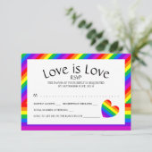 Rainbow Heart Love is Liefde Bruiloft RSVP (Staand voorkant)