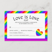 Rainbow Heart Love is Liefde Bruiloft RSVP