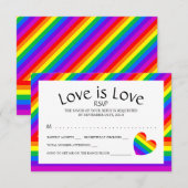 Rainbow Heart Love is Liefde Bruiloft RSVP Kaartje (Voorkant / Achterkant)