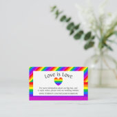 Rainbow Heart Love is liefde bruiloft website Informatiekaartje (Staand voorkant)