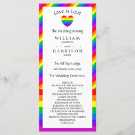 Rainbow Heart Love is Liefde Trouwprogramma Programmakaart