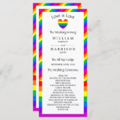 Rainbow Heart Love is Liefde Trouwprogramma Programmakaart (Voorkant / Achterkant)