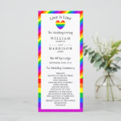 Rainbow Heart Love is Liefde Trouwprogramma Programmakaart (Staand voorkant)