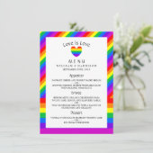 Rainbow Heart Love is Love Love Wedding Menu (Staand voorkant)