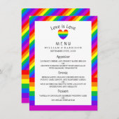 Rainbow Heart Love is Love Love Wedding Menu (Voorkant / Achterkant)