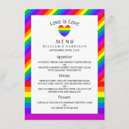 Rainbow Heart Love is Love Love Wedding Menu