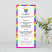 Rainbow Heart Love is Love Love Wedding Menu (Staand voorkant)