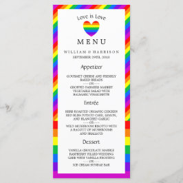 Rainbow Heart Love is Love Love Wedding Menu