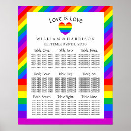 Rainbow Heart Love is Love Love Wedding Seating Ch Poster