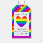 Rainbow Heart Love is Love Wedding Cadeaulabel (Voorkant)