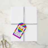 Rainbow Heart Love is Love Wedding Cadeaulabel (Met Touw)