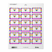 Rainbow Heart Love is Love Wedding Etiket (Full Sheet)