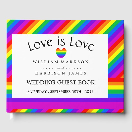 Rainbow Heart Love is Love Wedding Gastenboek (Voorkant)