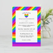Rainbow Heart Love is Love Wedding Kaart (Staand voorkant)