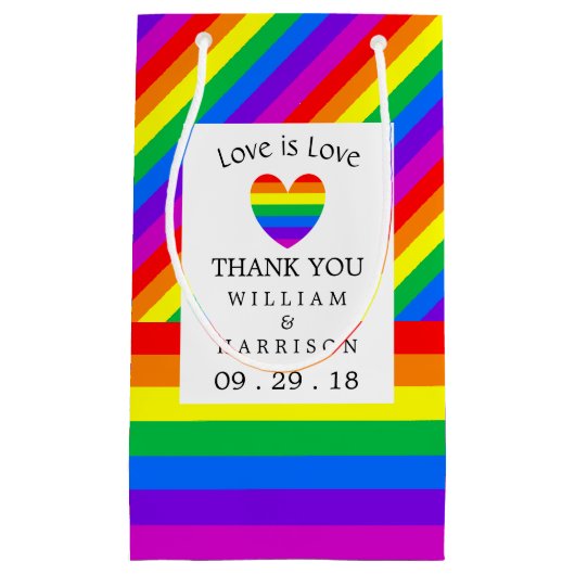 Rainbow Heart Love is Love Wedding Klein Cadeauzakje (Voorkant)