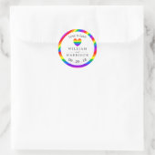 Rainbow Heart Love is Love Wedding Ronde Sticker (Tas)