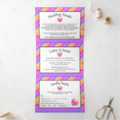 Rainbow Heart, Love is Love Wedding Suite Drieluik Uitnodiging (Binnen)
