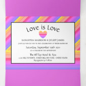 Rainbow Heart, Love is Love Wedding Suite Drieluik Uitnodiging (Binnenkant midden)