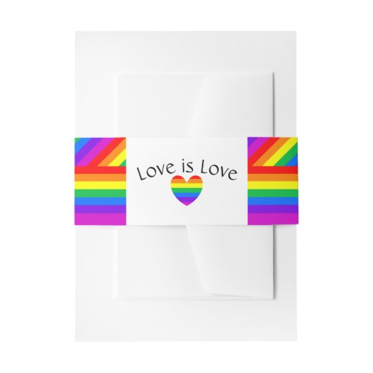 Rainbow Heart Love is Love Wedding Uitnodigingen Wikkel (Voorkant Voorbeeld)