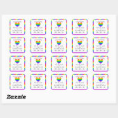 Rainbow Heart Love is Love Wedding Vierkante Sticker (Vel)
