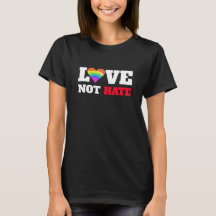 Rainbow Heart Love Not Hate Bold Graphic op zwart