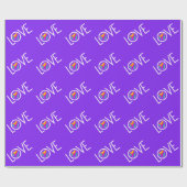 Rainbow Heart Love Paars Cadeaupapier (Vlak)