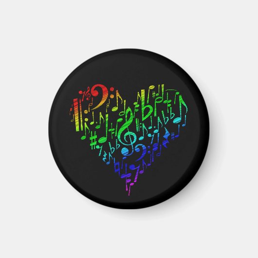 Rainbow Heart Magnet Zwart (Voorkant)