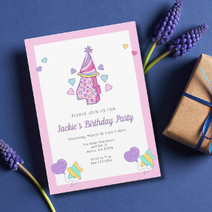 Rainbow Heart Meisjes 4e Verjaardag Party Uitnodig Kaart