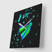 Rainbow Heart met sterren - Ik hou van je Vierkante Klok (Hoek)