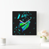 Rainbow Heart met sterren - Ik hou van je Vierkante Klok (Huis)