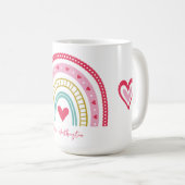 Rainbow Heart Monogram Naam Leraar Koffiemok (Voorkant rechts)