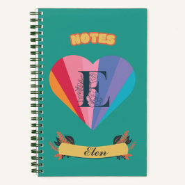 Rainbow Heart Notitieboek - gepersonaliseerd Initi