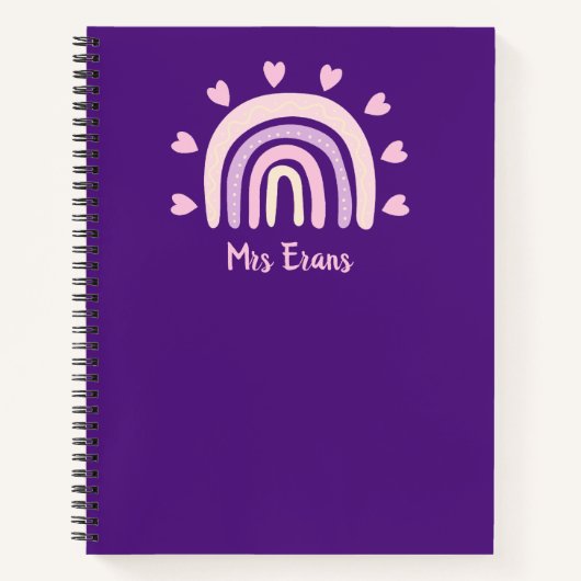 Rainbow Heart Notitieboek, Gepersonaliseerd Lerare Notitieboek (Voorkant)